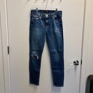 Hudson Nico Mid-Rise Skinny Ankle Jean | Distressed Dark Wash | Women's 28